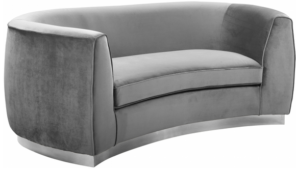 The Shell Curved Loveseat Grey/Silver