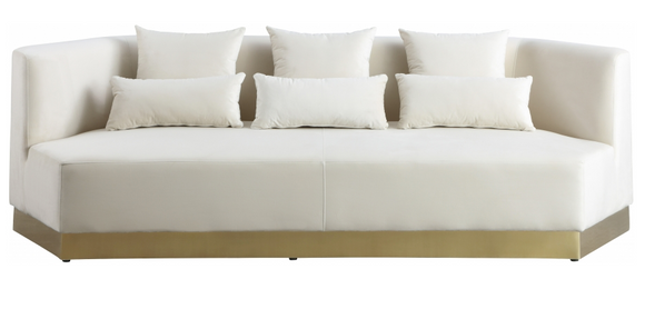 Angle Modern Sofa Cream With Gold Trim Base