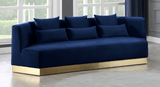 Angle Modern Sofa Blue With Gold Trim Base
