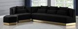 Angle Modern Sofa Black With Gold Trim Base