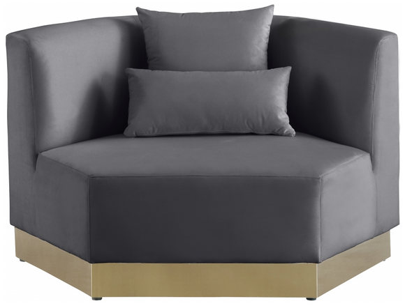 Angle Modern Accent Chair Grey with Gold Trim Base