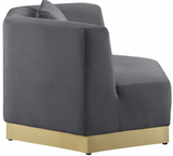 Angle Modern Accent Chair Grey with Gold Trim Base