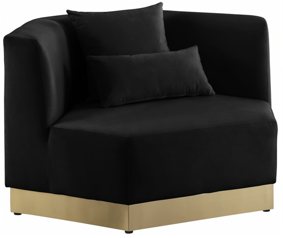 Angle Modern Accent Chair Black with Gold Trim Base