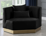 Angle Modern Accent Chair Black with Gold Trim Base