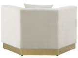 Angle Modern Accent Chair Cream with Gold Trim Base