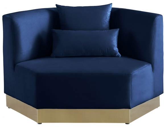 Angle Modern Accent Chair Blue with Gold Trim Base
