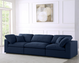 Modern Cloud Modular Linen Sofa 3pcs Blue