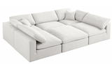 Modern Cloud Modular Linen Sectional Sofa 6pcs Beige