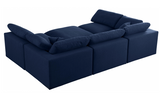 Modern Cloud Modular Linen Sectional Sofa 6pcs Blue