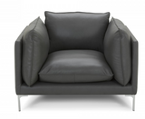 Bellow Grey Leather Accent Chair