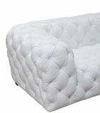 Luxor White Leather Tufted Chair