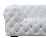 Luxor White Leather Tufted Sofa