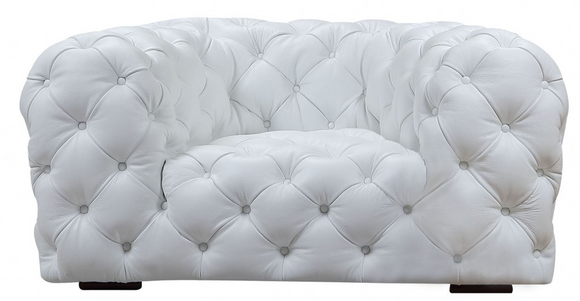 Luxor White Leather Tufted Chair
