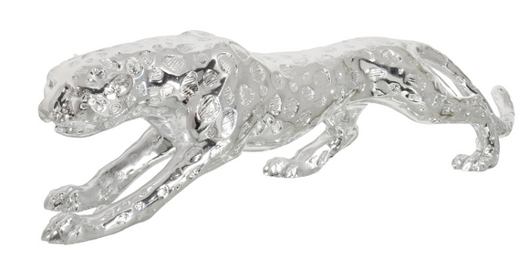 Creeping Leopard Animal Sculpture Silver