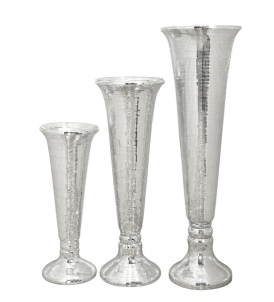 Mosaic Marvel Silver Mirrored Oversized Vases S/3
