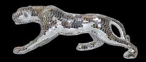 Creeping Leopard Animal Sculpture Silver Mirror Oversized