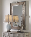 Burnished Wood Wall Mirror with Metal Iron Accents