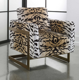 Chitara Tiger Print Accent Chair with Brushed Brass Base