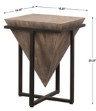 Pinpoint Fir Wood Accent Table with Iron Base