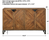 Piper Reclaimed Wood 4 Door Sideboard