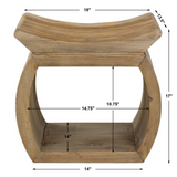 Taurus Scooped Elm Wood Accent Stool