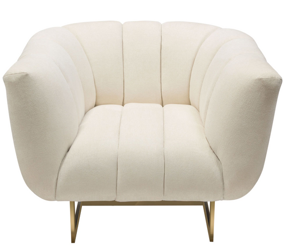 Ribbed Modern Accent Chair Cream Velvet and Gold