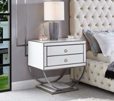 Alya White Glass Side Table With Chrome Trim