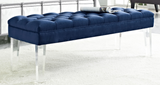 Clever II Modern Bench Blue Velvet and Acrylic