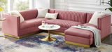 Vector Channel Tufted Modern Sectional With Gold Dusty Rose