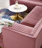 Vector Channel Tufted Modern Sectional With Gold Dusty Rose