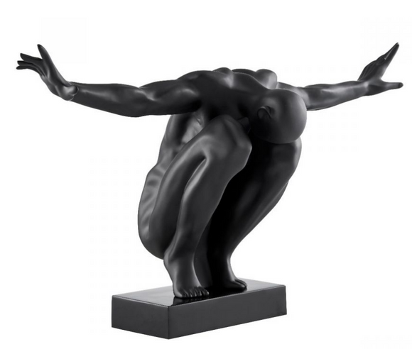 Matte Black Man with Outstretched Arms Sculpture Large