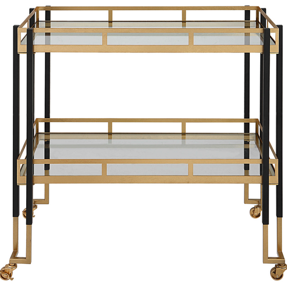 Trolly Black and Gold Mobile Bar Cart