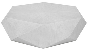Onyx I Wood Geometric Coffee Table White Finish