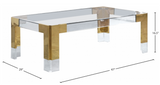 Cubo Rectangular Gold, Acrylic, and Glass Coffee Table