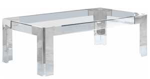 Cubo Rectangular Chrome, Acrylic, and Glass Coffee Table