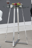 Trifecta Glass and Chrome Round Bar Table