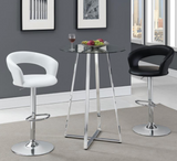 Trifecta Glass and Chrome Round Bar Table
