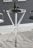 Tripointe Glass and Chrome Round Bar Table