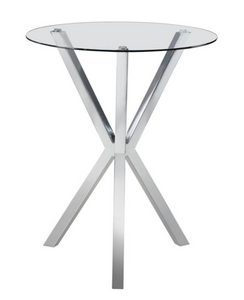 Tripointe Glass and Chrome Round Bar Table