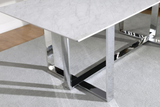 Stout Rectangular Printed Glass Top Dining Table with Chrome Base