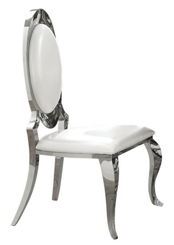LaPerla Set of 2 Tall Dining Chair Pearl With Chrome Finish