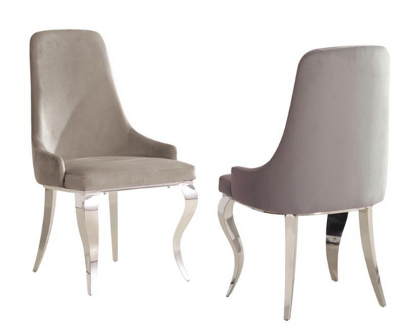Ovation Set of 2 Dining Chair Grey Velvet With Chrome Finish