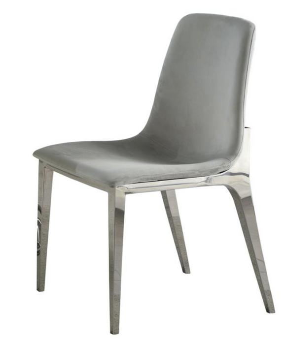 Ohelix Set of 4 Dining Chair Grey Velvet With Chrome Finish