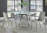 Ohelix Set of 4 Dining Chair Grey Velvet With Chrome Finish