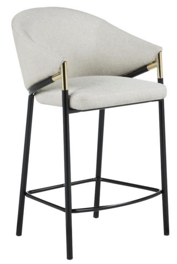 Delphine Set of 2 Curved Back Linen and Metal Counterstool