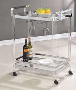 Chrome and Acrylic Glam Serving Bar Cart