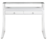Slater Desk White and Glass With Chrome Base