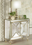 Grid Mirrored and Acrylic Accent cabinet with 2 Doors