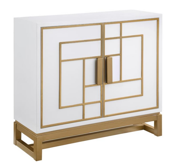 Zen White and Gold Accent Cabinet