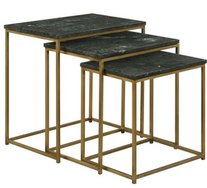 Forest Marble Green and Gold 3pc Nesting Tables